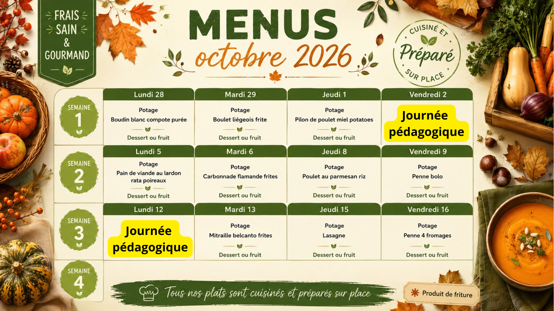 Menu du mois