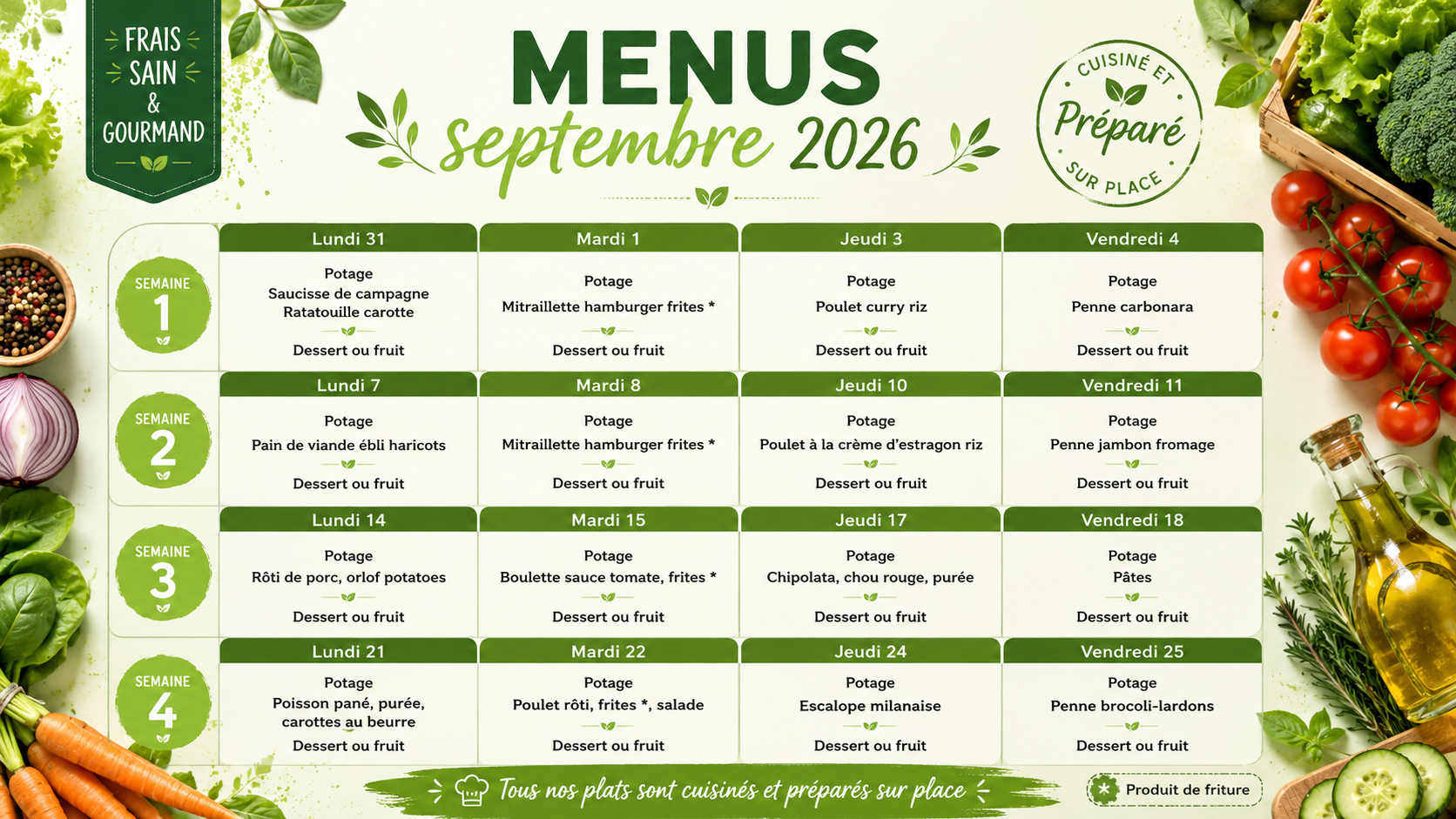Menu du mois